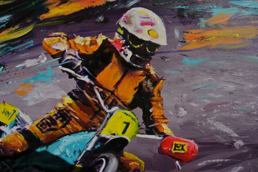 Egon Müller, ein Weltmeister gemalt in Motoröl und Acryl